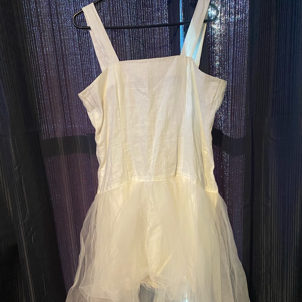 Linen-Tooling‎ Dress,Two pieces-Off White/Blk waist